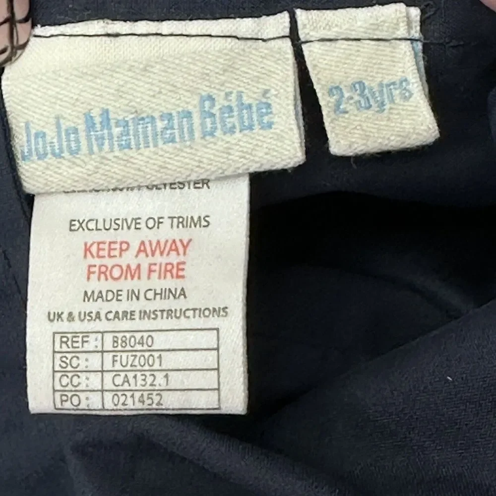 Jojo Maman Bebe Size 2 3‎ Fleece Lined Blue Jacket Striped Reversible Waterproof